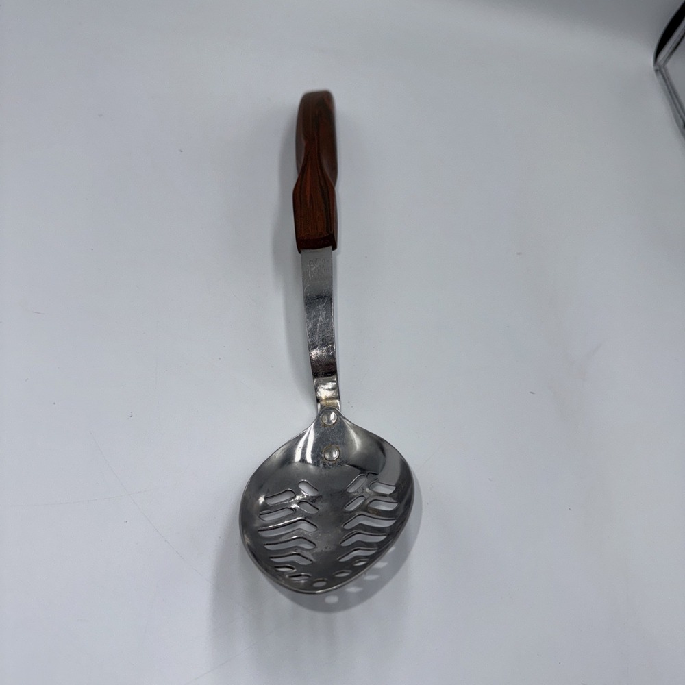 Cutco Slotted Serving Spoon‎ No 13 Wood Handle Stainless Made in USA